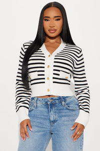Fashion Nova Country Club Striped Cardigan - White/combo