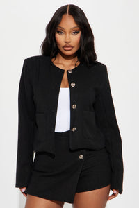 Fashion Nova So Demure Tweed Jacket - Black