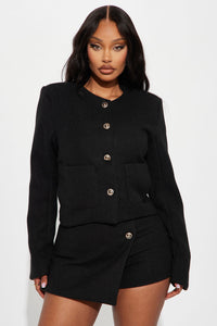Fashion Nova So Demure Tweed Jacket - Black