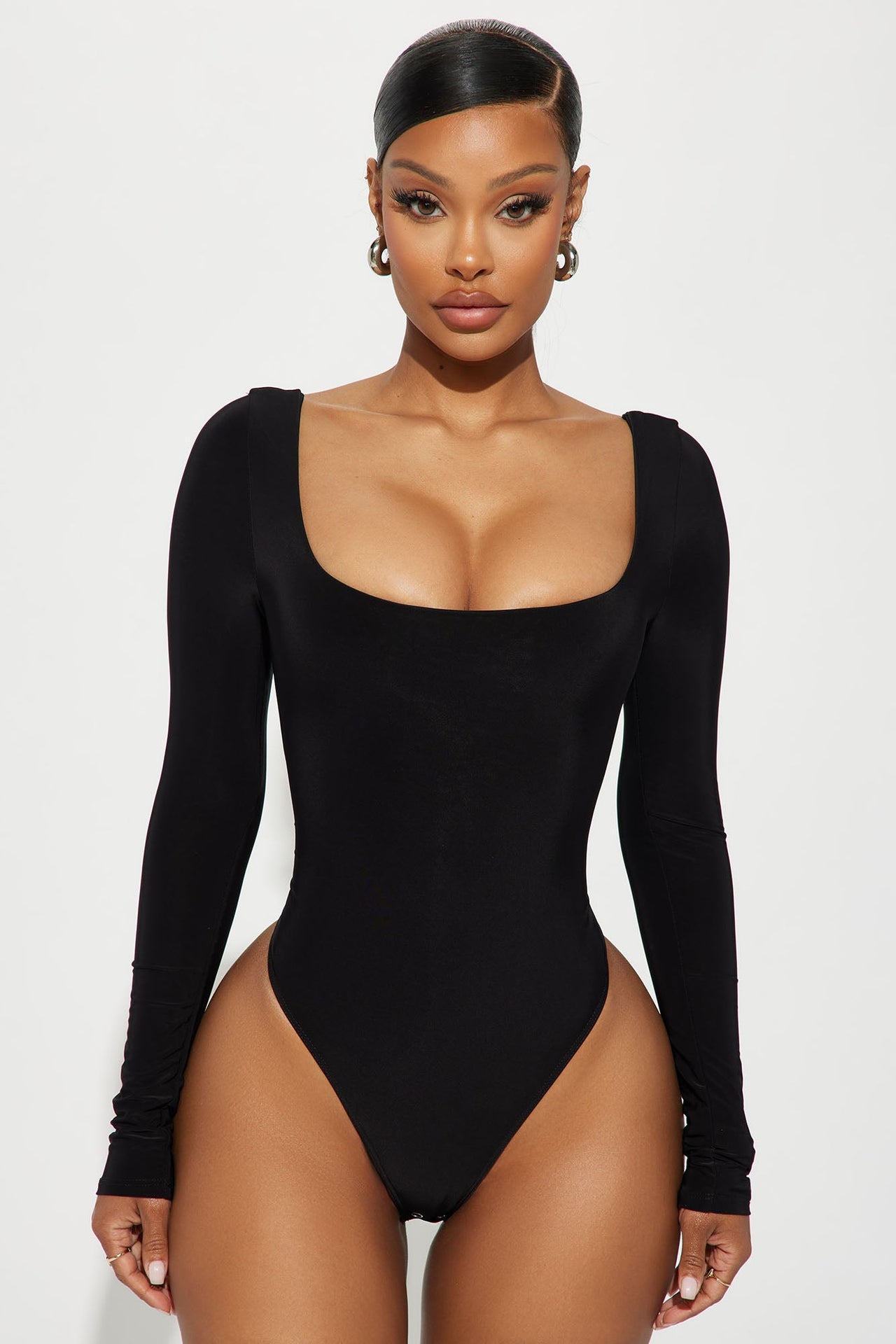 Fashion Nova Katerina Long Sleeve Bodysuit - Black