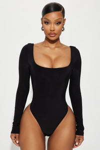 Fashion Nova Katerina Long Sleeve Bodysuit - Black