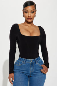 Fashion Nova Katerina Long Sleeve Bodysuit - Black