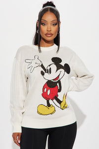 Fashion Nova Mickey Mouse Waving Sweater - White/combo
