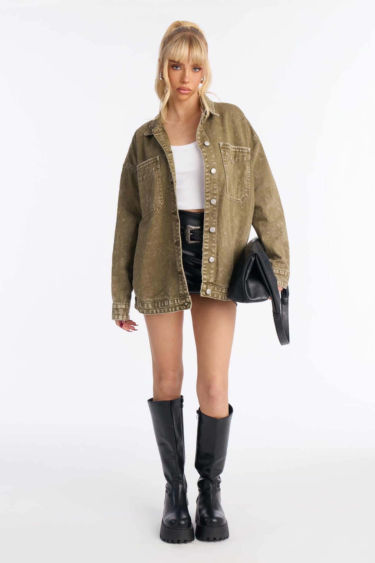 Fashion Nova On The Move Denim Shacket - Sage