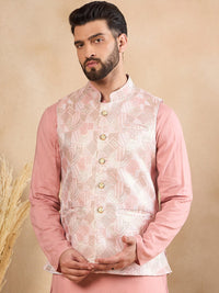 House of Pataudi Woven Design Nehru Jackets