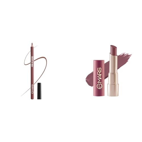 MARS Matte Lip Liner | One Swipe Smooth Application | Long Lasting Lip Pencil (1.4gm) (11-SPICED CRANBERRY) Creamy Matte Long Lasting Lipstick for Women (3.2 gm) (20-Grapeful Ghoomar)