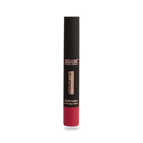 INSHINE Absolute Matte Lipstick - Long-lasting, Transfer-resistant, Velvety Matte Finish with Intense Color, Up to 12 Hours Wear | Perfect for Sophisticated Lips - RED PASSION