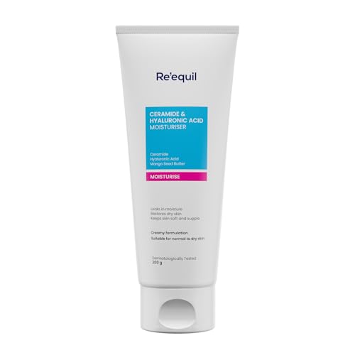 RE' EQUIL Ceramide & Hyaluronic Acid Moisturiser | Moisturizer For Face | Barrier Repair Cream | Long Lasting Hydration | Suitable For Normal To Dry Skin | 100G