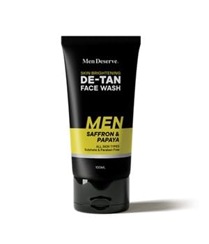 Men Deserve Skin Brightening Face Wash for Men | De-TAN Face Wash for Men with Saffron and Papaya | Sulphate and Paraben Free