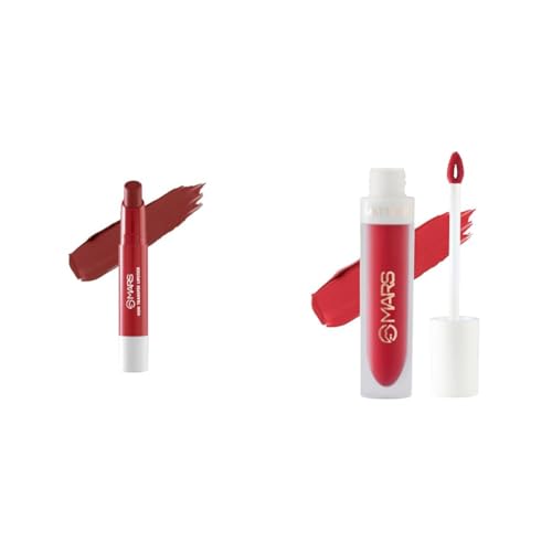 MARS Matte Super Stay LipstickLipstick for Women (2.6 gm) (05-MAJESTIC) Matte Liquid Lip Color | Long Lasting | Non-Transfer & Waterproof Lipstick for Women (4.5 ml) (21-Red Luck)