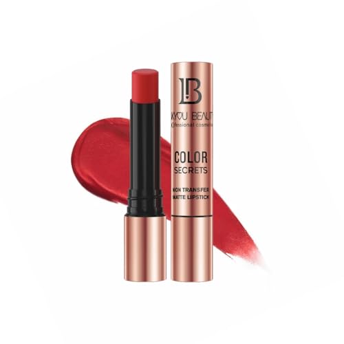 Lakyou Beauty Color Secrets | Non-Transfer Matte Lipstick | Bold Red | Long Lasting Wear | 4g | B01(Chilly Red)