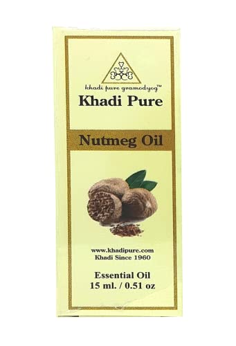 Khadi Pure Nutmeg Essential Oil Natural Therapeutic Grade For Joint And Knee Massage, Skin Care, Acne & Hair Care -15 Ml