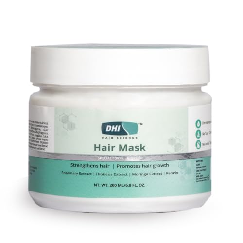 DHI Hair Mask with Moringa, Hibiscus, Shea Butter & Rosemary | Strengthens & Promotes Hair Growth | Suitable For All Hair Types | For Men & Women | 200 ml
