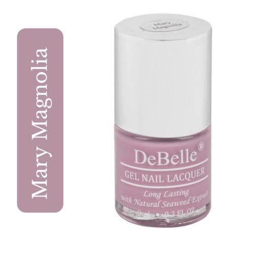 Debelle Gel Nail Polish Mary Magnolia (Pastel Lavender Nail Paint)|Non Uv - Gel Glossy Finish |Chip Resistant | Seaweed Enriched Formula| Long Lasting|Cruelty And Toxic Free| 8Ml