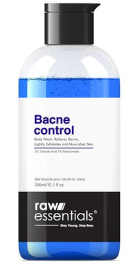 Raw Essentials Bacne Control Body Wash, 2% Salicylic Acid, 1% Niacinamide 300ml (Pack of 1), Relieves Body Acne, Exfoliates and Nourishes Skin, SLS & Paraben Free, For Men & Women