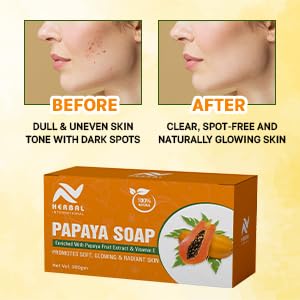 AV Herbal International Organic Papaya Face and Body Soap | Natural Papaya Herbal Soap for Glowing & Clear Skin ? Skin Brightening & Nourishing Bar (Pack Of 2)