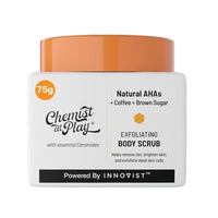 Chemist at Play Exfoliating Body Scrub For Removing Tan & Dead Skin Cells + Gentle Exfoliating Face Scrub with Mandelic Acid & Walnuts | Removes Dead Skin & Blackheads | For Smooth, Soft & Bright Skin | Natural AHAs | 75g + 100ml