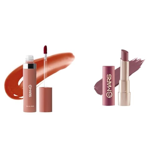 MARS Drip Lip Mist for Women (4.5 ml) (01-Peachy Drip) Reapplication Creamy Matte Long Lasting Lipstick for Women (3.2 gm) (20-Grapeful Ghoomar)