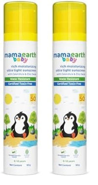 Mamaearth Baby Rich Moisturizing Ultra Light Sunscreen-50g SPF 50 & PA++++|Water Resistant|Lightweight & Moisturizing|Suits all Skin Type|Safe For Babies|Dermatological Tested|Hydrating Sun Protection