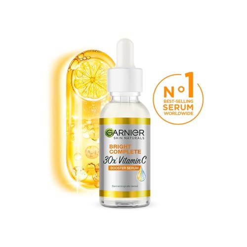 Garnier Skin Naturals, Face Serum, Increases Skin's  Glow Instantly and Reduces Spots Overtime, Bright Complete Vitamin C Booster, 30 ml
