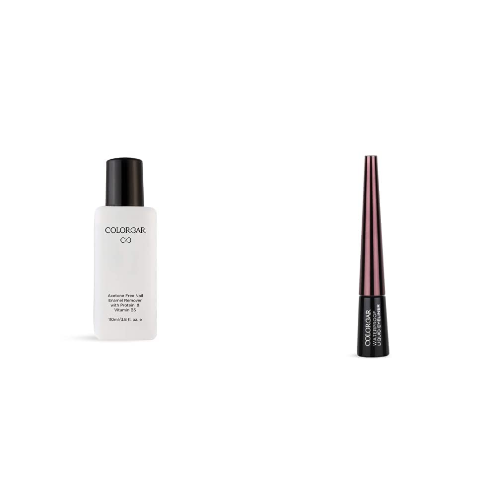 Colorbar Nail Polish Remover, 110ml And Colorbar Waterproof Liquid Eyeliner, Black, 2.5ml