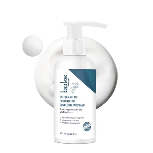 BAKE 2% Tran-Zelaic Pigmentation Corrector Milky Face Wash | For Pigmentation, Dark Spots & Tan Removal | Unclogs Pores | All Skin Types | Removes Blackheads & Whiteheads - 100ml