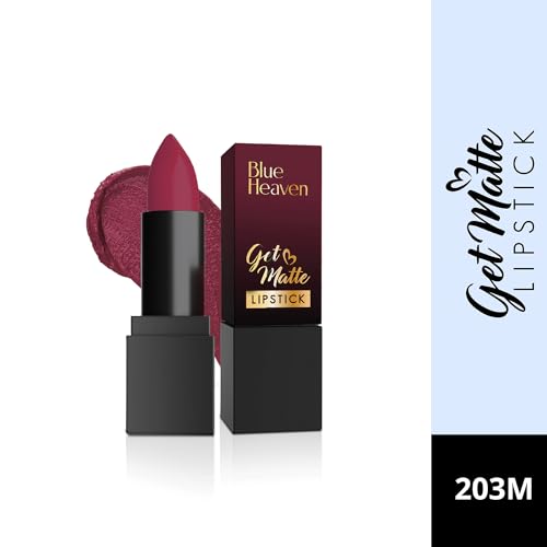 Blue Heaven Get Matte Lipstick | Soft Matte Finish and Lightweight Formula | Intense Pigment | Long-Lasting Lipsticks For Women | 203 | 4GM