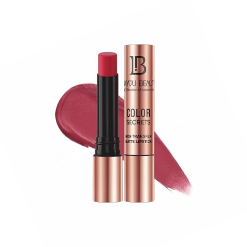 Lakyou Beauty Color Secrets | Non-Transfer Matte Lipstick | Bold Red | Long Lasting Wear | 4g | (B10(Plum Pretty))