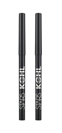 Star's Cosmetics Kohl Kajal Pencil, Black - Long-Lasting, Matte Finish, Highly Pigmented, Smudge-Proof, Waterproof, Lightweight, Soft & Natural Eyeliner, 30g (BLACK, Pack of 2)