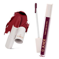 Juice Think Pink - M09 Kiss Sensation Lipstick & Sultry Burgundy - M04 Color Luxe Liquid Lipstick with Goodness of Bio Retinol, & SPF 15 UV Protection