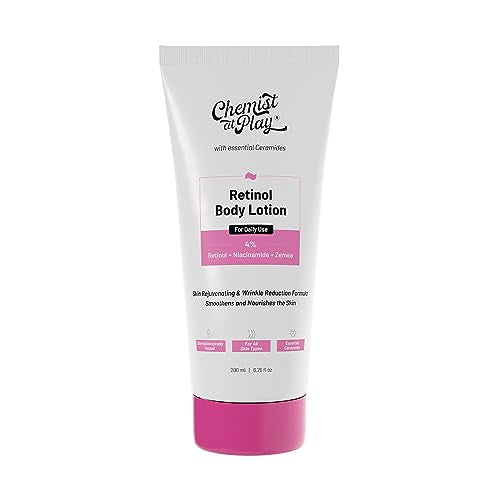 Chemist at Play Anti-Aging Body Lotion with 4% Retinol, Niacinamide & Zemea | Skin Brightening Lotion | Body Lotion for Dry & Oily Skin | Fights Visible Signs Of Aging | Nourshes Skin 200ml
