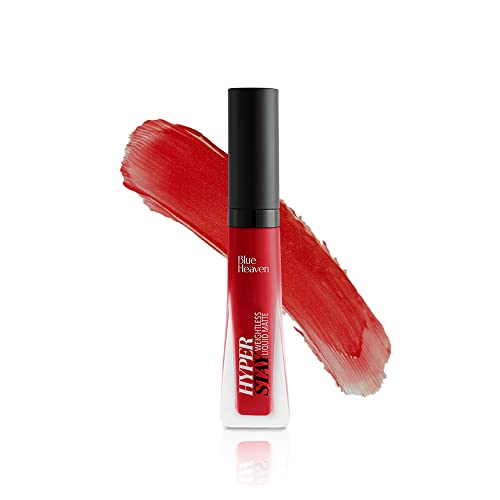 Blue Heaven Hyper Stay Weightless Liquid Matte Lipstick | Long-lasting & Smudge Proof | Non-Transfer Matte Lipstick for Women| Ferrari Red-03 | 6ml