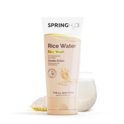 Spring H2O Rice Water & Brightening Face Wash Combo Pack of 2 (100ml X 2) – Minimize Pores, Reduce Dark Spots & Brighten Skin