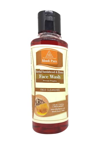 Khadi Pure Sandalwood & Honey Face Wash | Face Wash for Reducing Scars & Blemishes | Face Wash for Healthy Skin | Suitable for All Skin Types (210 ml)