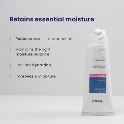 RE' EQUIL Oil Free Moisturiser | Lightweight Moisturizer For Face | Retains Essential Moisture | Prevents Acne Breakouts | Suitable For Normal, Oily & Combination Skin | 100G