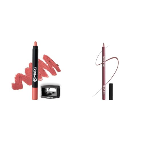 MARS Long Lasting Crayon Lipstick up to 12 Hours Stay (3.5 gm) (12-I Am Fierce) Matte Lip Liner | One Swipe Smooth Application | Long Lasting Lip Pencil (1.4gm) (18-MAUVE MAGIC)