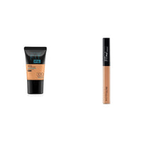 Maybelline New York Fit Me Acne Prone,Oily,All Skin Types Matte+Poreless Liquid Full Coverage Foundation Tube,330 Toffee,18Ml&New York Fit Me Full Coverage Concealer,30 Honey,6.8Ml,Pack Of 1