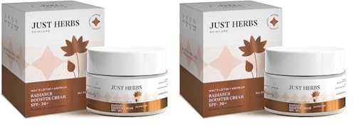 Just Herbs Saffron + White Lotus Radiance Booster Cream with SPF 30+ for Brighter Complexion | For Men & Women- 50g (Pack of 2)