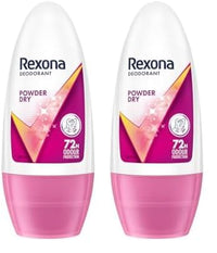 Rexona Powder Dry Underarm Roll On Deodorant For Women, Antiperspirant, Removes Odour, Keeps Skin Fresh & Clean, Alcohol Free, Skin Friendly, 50ml (Pack of 2)