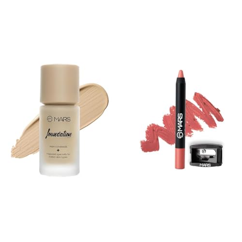 MARS High Coverage All Skin Type Liquid Matte Foundation | Blemish Free & Blendable Foundation For Makeup (40Ml) (SHADE-03) Long Lasting Crayon Lipstick Up To 12 Hours Stay (3.5 Gm) (12-I Am Fierce)