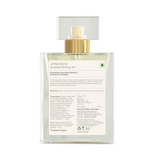 Forest Essentials After Shave Spray Sandalwood & Orange Peel for Men's  | Natural After Shave for Purifying & Refreshing Skin | 100 ml