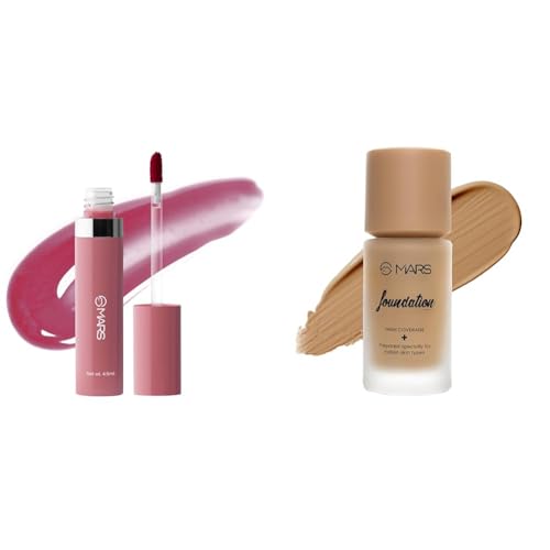 MARS Drip Lip Mist for Women (4.5 ml) (02-Mulberry Drip) High Coverage Liquid Matte Found Foundation For All Skin Types | Blemish Free & Blendable Foundation For Makeup (40Ml) (Shade-07), 1 Count
