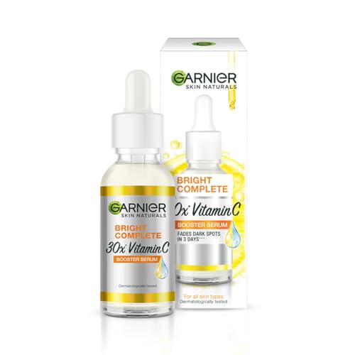 Garnier Skin Naturals, Face Serum, Increases Skin's  Glow Instantly and Reduces Spots Overtime, Bright Complete Vitamin C Booster, 30 ml