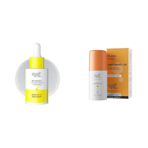 Chemist At Play 10% Vitamin C Face SerumFor All Skin Types 30ml + UnderArm Roll-On with 5% AHA, Lactic Acid & 1% Mandelic Acid Vegan | SLS Free | 40ml