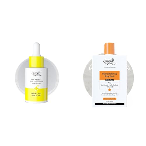 Chemist At Play 10% Vitamin C Face SerumFor All Skin Types 30ml + 1% Salicylic Acid Exfoliating Body Wash 236ml For Men & Women