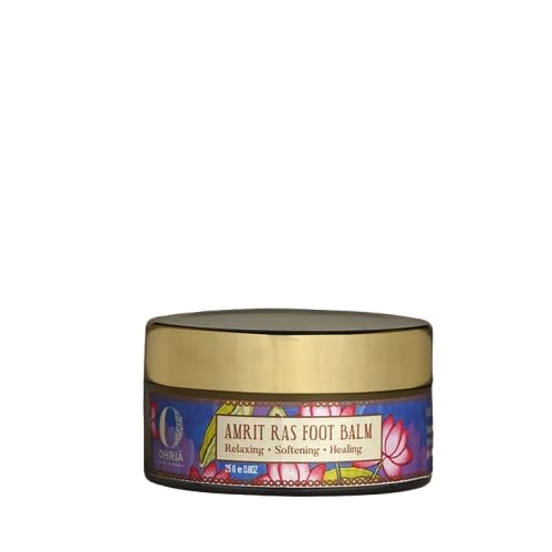 Ohria Ayurveda Amrit Ras Foot Balm | Relaxing, Softening, & Healing Foot Care | Hydrates & Softens Cracked Heels | Infused with Sesame, Almond, Cow’s Ghee & Essential Oils for Relaxation | All Skin Types| For Men & Women- 25g