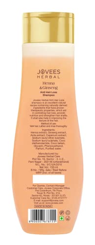 Jovees Herbal Henna & Ginseng Anti Hair Loss Shampoo | For Hair Growth & Hair Fall Control With Henna, Ginseng & Amla Extract | For All Hair Type 150ML