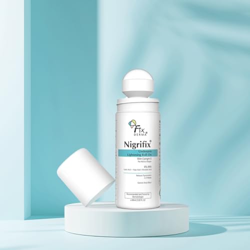 Fixderma Nigrifix Underarm Roll on with 6% AHA, Lactic Acid & 1% Mandelic Acid & Kojic Acid | Brightens Skin & Exfoliates Underarm | For All Skin Type, Men & Women - 60ml