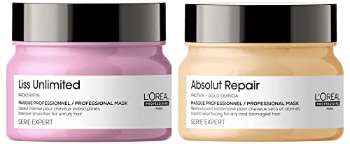 L’Oréal Professionnel Liss Unlimited Hair Mask, Serie Expert, 250gm & L'Oréal Professionnel Absolut Repair Hair Mask, Serie Expert, 250Gm