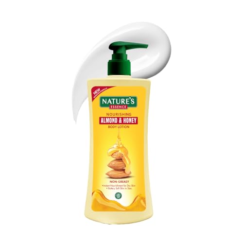 Nature's Essence Almond & Honey Body Lotion, Nourishing & Moisturizing, Non Greasy Lotion for Dry to Rough Skin, Infused with Shea Butter, Almond & Honey, 500ml